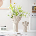 Modern Matte White Ceramic Vase, Elegant Retro Creative Flower Vase, Waterproof Floral Vase For Living Room Home Decor