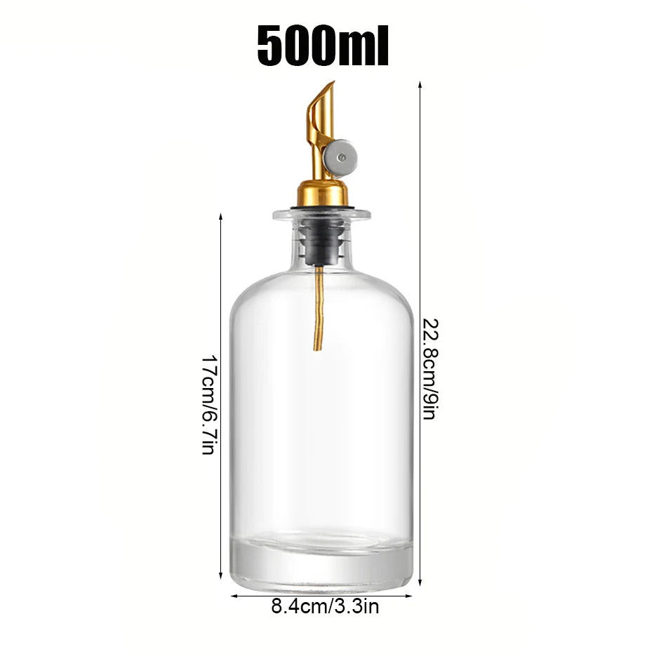 outeille distributeur d'huile d'olive en verre avec bec verseur en métal, distributeur d'huile et vinaigre, bec verseur avec contrepoids, distributeur de sirop de café avec plateau