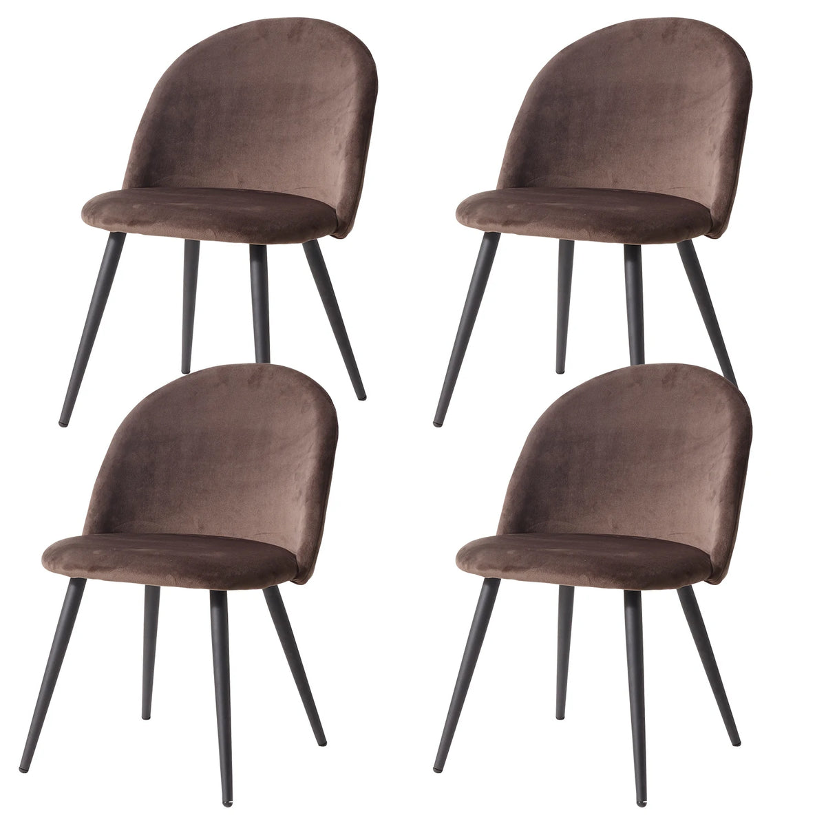 Lot de 4 Chaises de Salle à Manger en Velours avec Pieds en Métal - Chaises Modernes au Design Scandinave Chic - Fauteuils Confortables pour Cuisine, Chambre, Coiffeuse et Réceptions