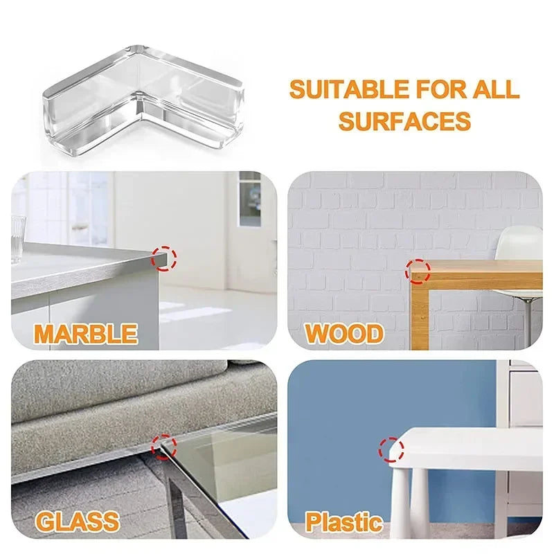 Lot de 4 / 10 protections d'angles anti-collision pour enfants - Protège-coins de table en silicone souple et transparent pour la sécurité des bébés