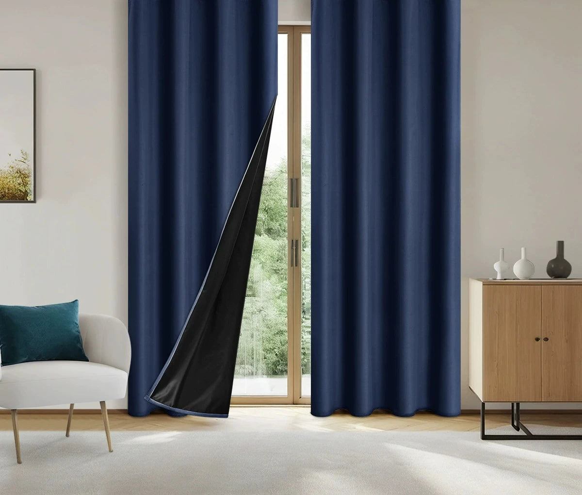1 panneau de rideau occultant 100% avec isolation thermique et séparation de pièce, avec doublure thermique pour salon, salle à manger, chambre – protège l'intimité