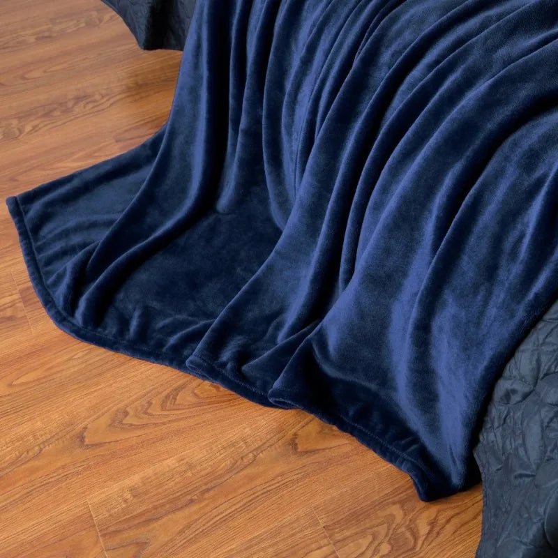 Coral Fleece Flannel Blankets for Beds Solid Blue Pink Soft Warm Thin Bedspread Sofa Cover Faux Fur Plaid Blanket