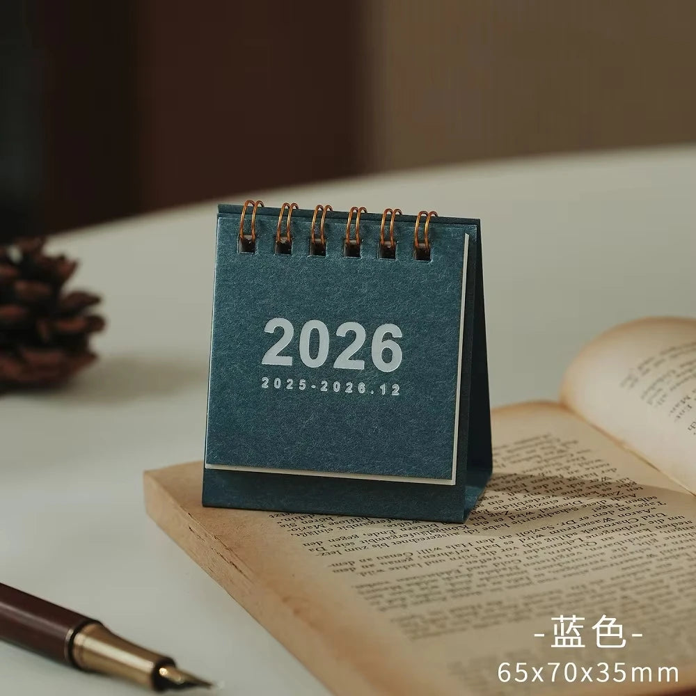 2026 Mini Simple Desk Calendar - Creative Spiral-Bound Calendar for Desktop Decoration & Office Stationery