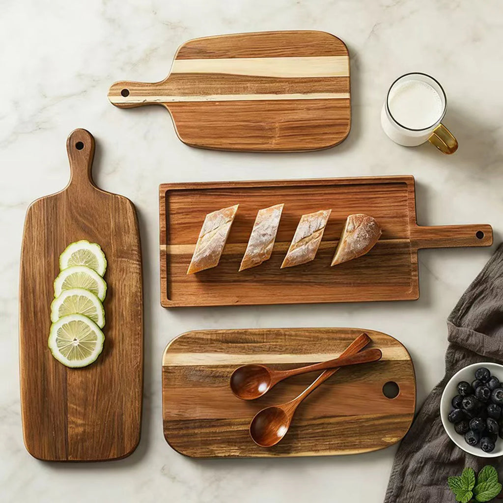 1PC-Acacia Wood Cutting Board Creative Solid Wood Bread Board Western Steak Board Baking Dessert Tray Irregular Chopping Board