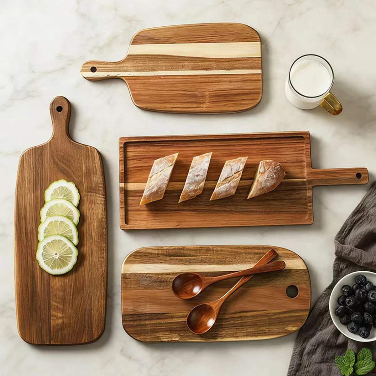 1PC-Acacia Wood Cutting Board Creative Solid Wood Bread Board Western Steak Board Baking Dessert Tray Irregular Chopping Board