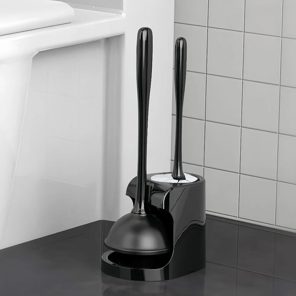 Kit de nettoyage pour toilettes avec socle de rangement, manche long ergonomique, brosse pour cuvette de WC domestique