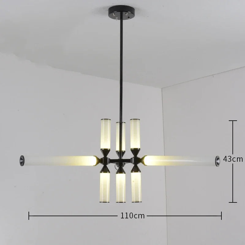 Designer Glass Tube Pendant Lamp Modern Living Room Chandelier For Bedroom Bedside Cafe Home Decor Led Dining Room Hanging Light