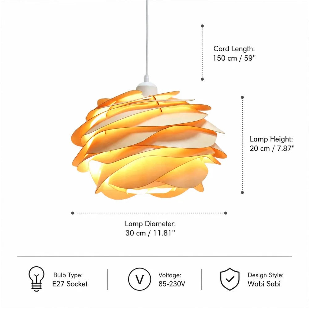 Lustre de plafond moderne nordique en bois en forme de pétale