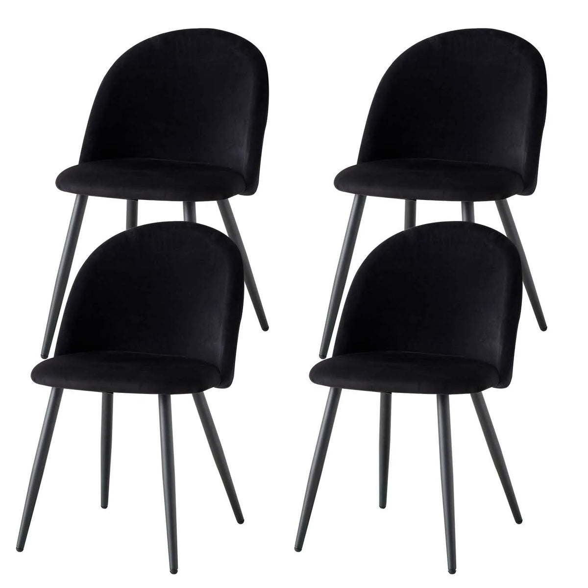 Lot de 4 Chaises de Salle à Manger en Velours avec Pieds en Métal - Chaises Modernes au Design Scandinave Chic - Fauteuils Confortables pour Cuisine, Chambre, Coiffeuse et Réceptions