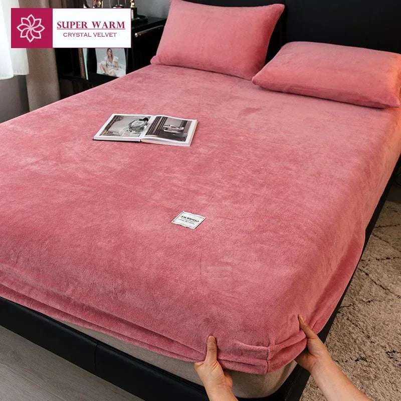 Drap-housse et housse de matelas moelleuse en polaire corail