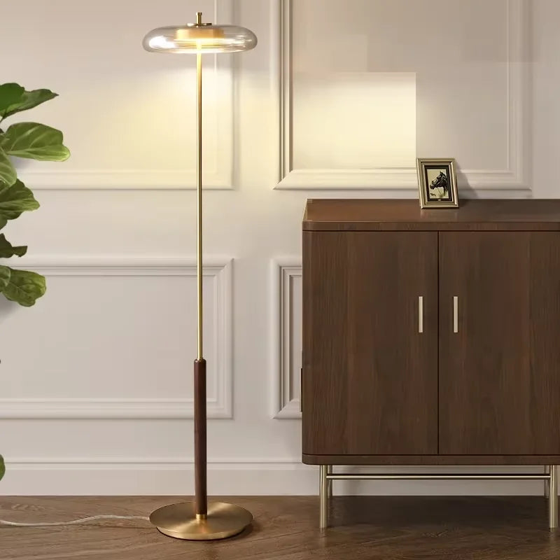 Lampadaire rétro moderne en verre et métal doré de luxe - Design artistique en forme de champignon pour salon, chambre, chevet et bureau, lampe de table