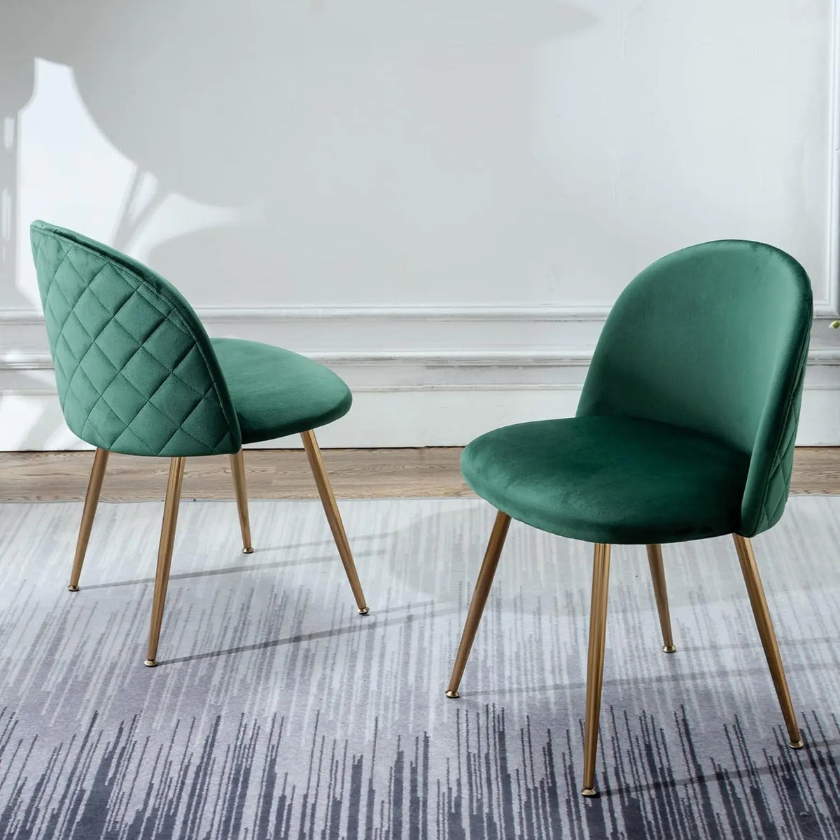 Lot de 6 fauteuils de salle à manger rembourrés en velours vert, chaises de cuisine modernes avec pieds en métal doré, capacité de charge jusqu'à 120 kg, pour salle à manger, cuisine et salon