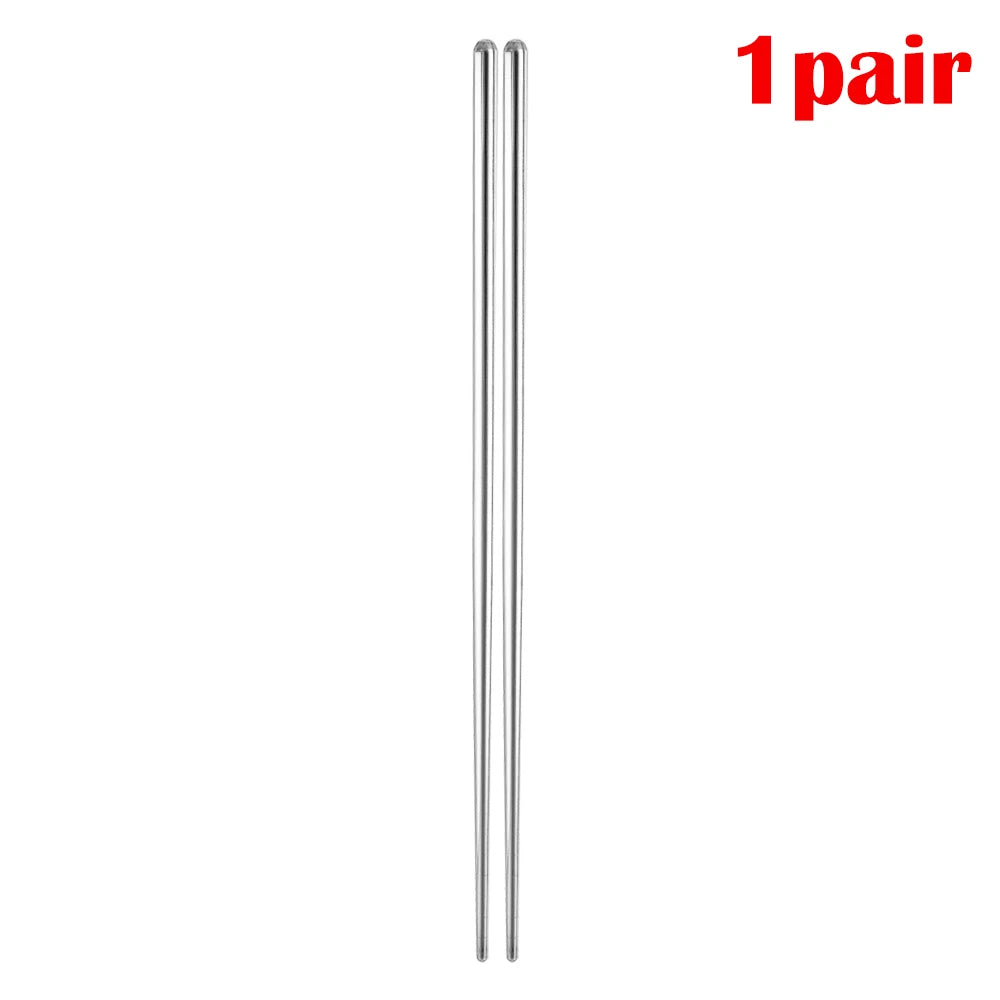 Stainless Steel Fork Spoon Long Handle Chopsticks Korean Style Thicken Dinnerware Tableware Non-slip Dessert Ice Cream Spoons