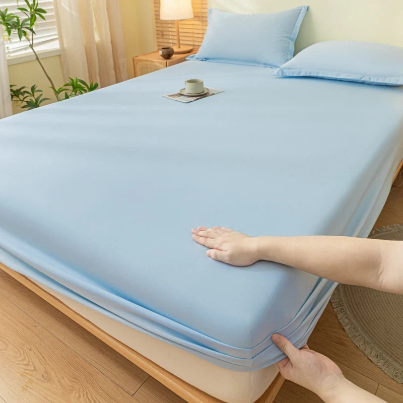 Drap-housse uni en tissu brossé doux pour la peau avec élastique