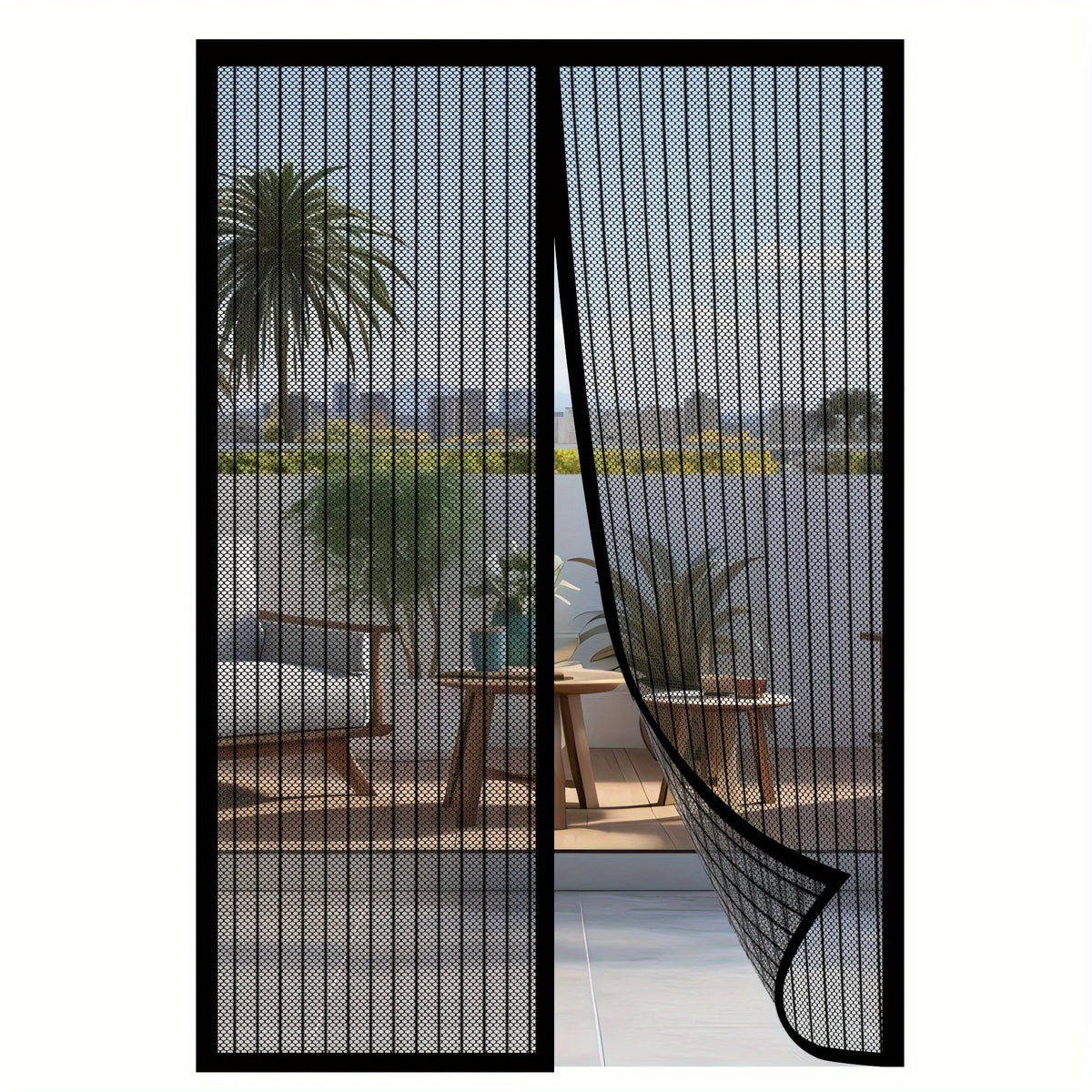 Moustiquaire de porte magnétique sans perçage (1 pièce) pour salon, chambre et salle à manger, rideau filet de séparation à fermeture automatique anti-insectes