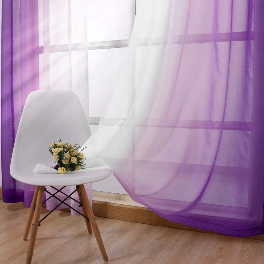 Rideaux en tulle bicolores (dégradé gauche et droit) pour salon et chambre, voilages en organza pour habillage de fenêtre, 1,32 x 1,6 m