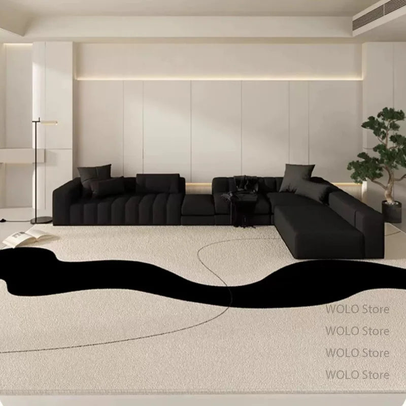 Tapis grand format pour décoration minimaliste de salon, tapis de sol doux, antidérapant et lavable pour chambre à coucher