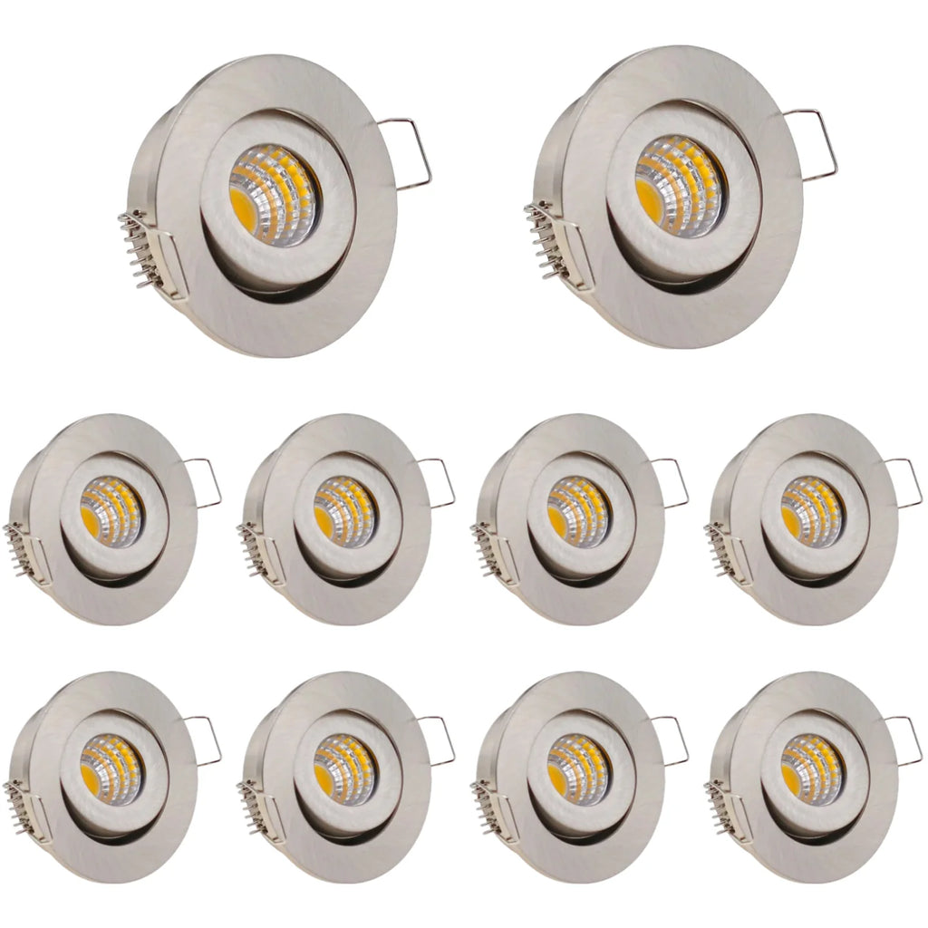 Mini spot LED encastré JOYINLED 3W - Projecteur de plafond orientable anti-éblouissement rond en nickel satiné, spot ultra-mince dimmable blanc froid 6000K, luminaire AC 220V pour salon, chambre, cuisine, meuble, couloir et éclairage intérieur