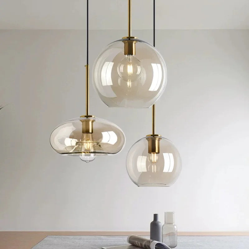 Lustre suspendu moderne en verre - Suspension lumineuse pour salon, salle à manger, couloir, cuisine, table à manger, chambre et chevet