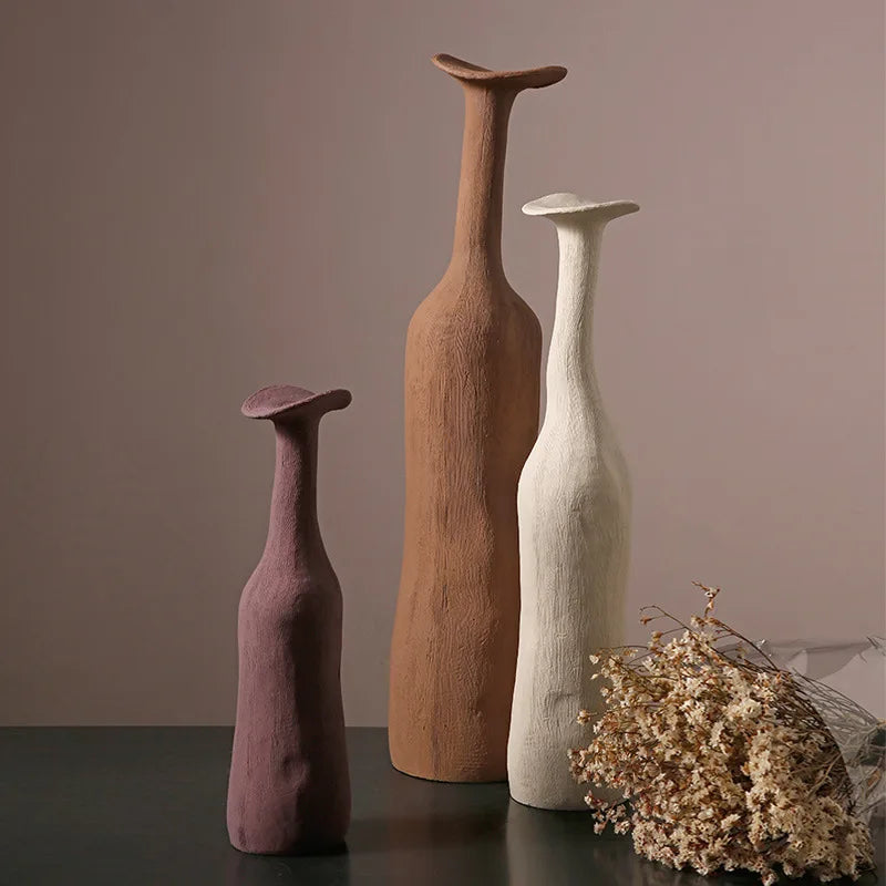 Wabi-Sabi-Style Scenery: Dezhen High-End Ceramic Vase for Home Flower Arrangements,Decorative Piece,and Living Room Ornament