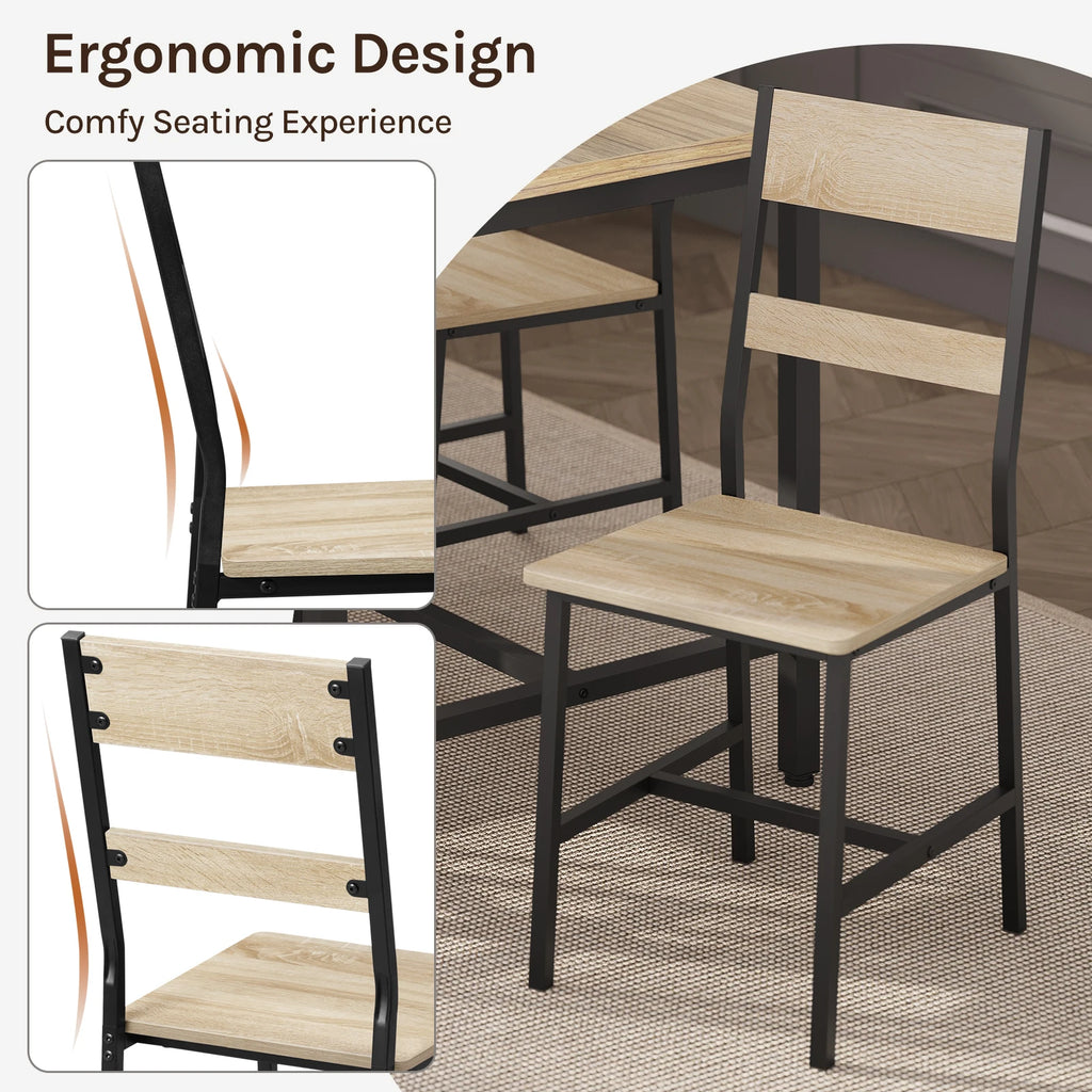 Lot de 2/4 chaises de salle à manger industrielles en bois, dossier haut ergonomique, pieds en métal robustes (150 kg), faciles à nettoyer, polyvalentes pour restaurant et cuisine
