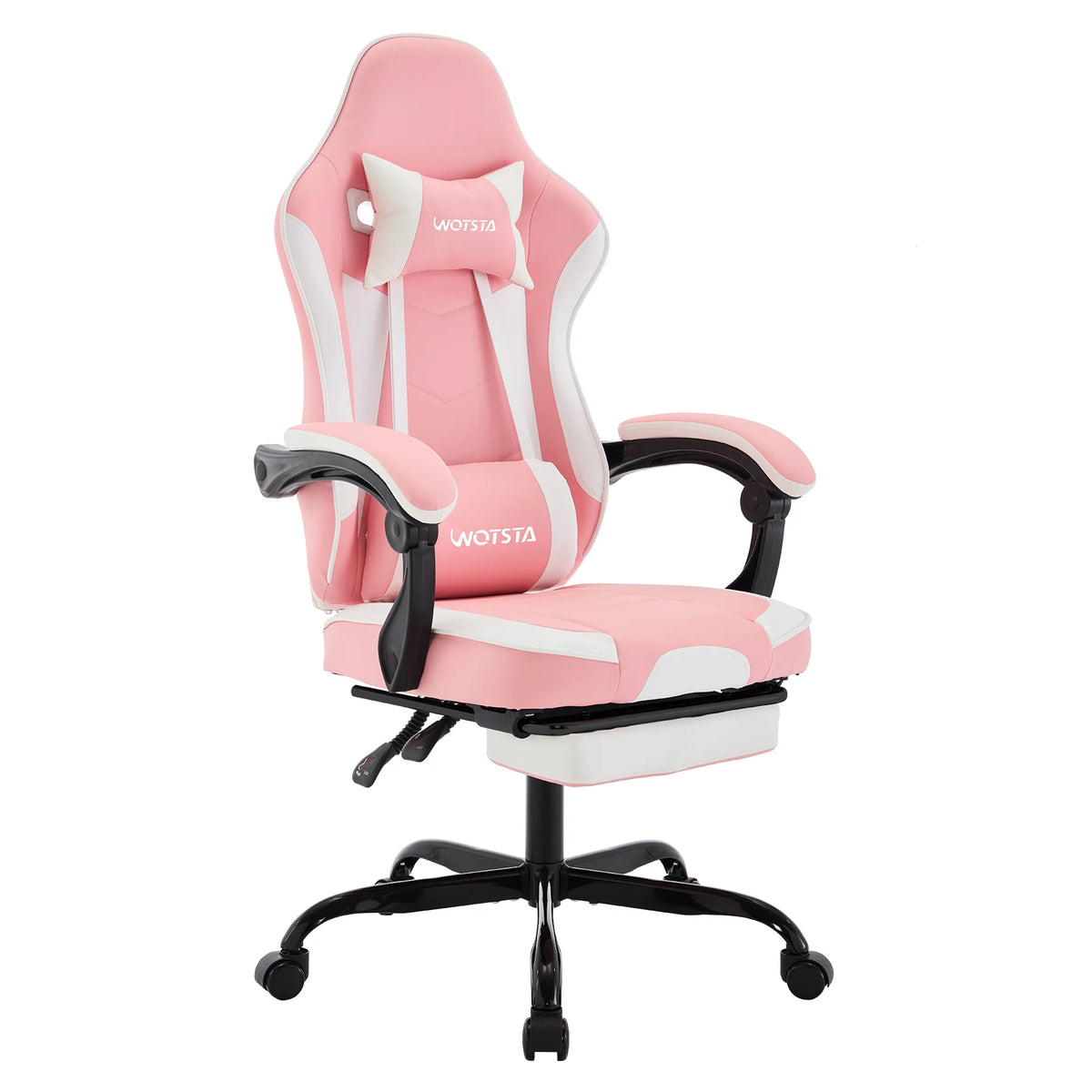 Fauteuil gaming WOTSTA avec repose-pieds, siège ergonomique pour gamer avec coussin lombaire et appui-tête, chaise d'ordinateur réglable en hauteur
