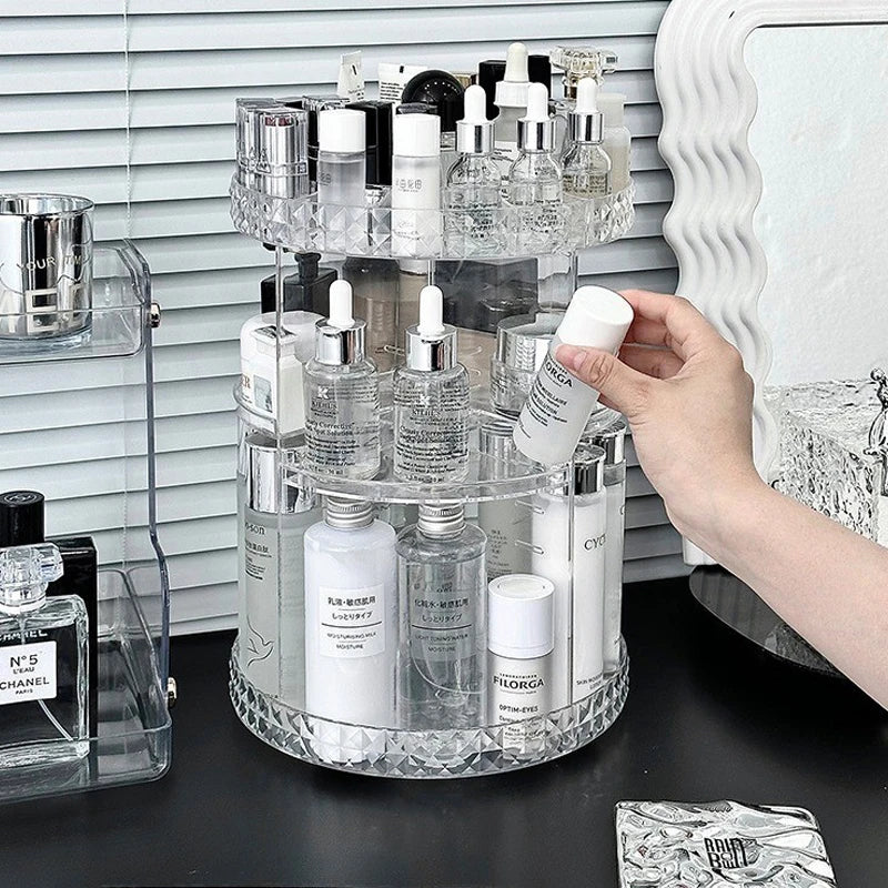 Rangement Cosmétiques Rotatif 360° avec Étagères Réglables