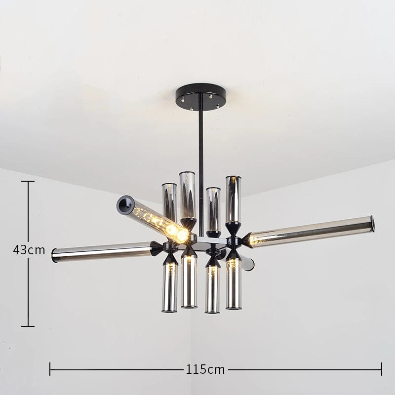 Designer Glass Tube Pendant Lamp Modern Living Room Chandelier For Bedroom Bedside Cafe Home Decor Led Dining Room Hanging Light