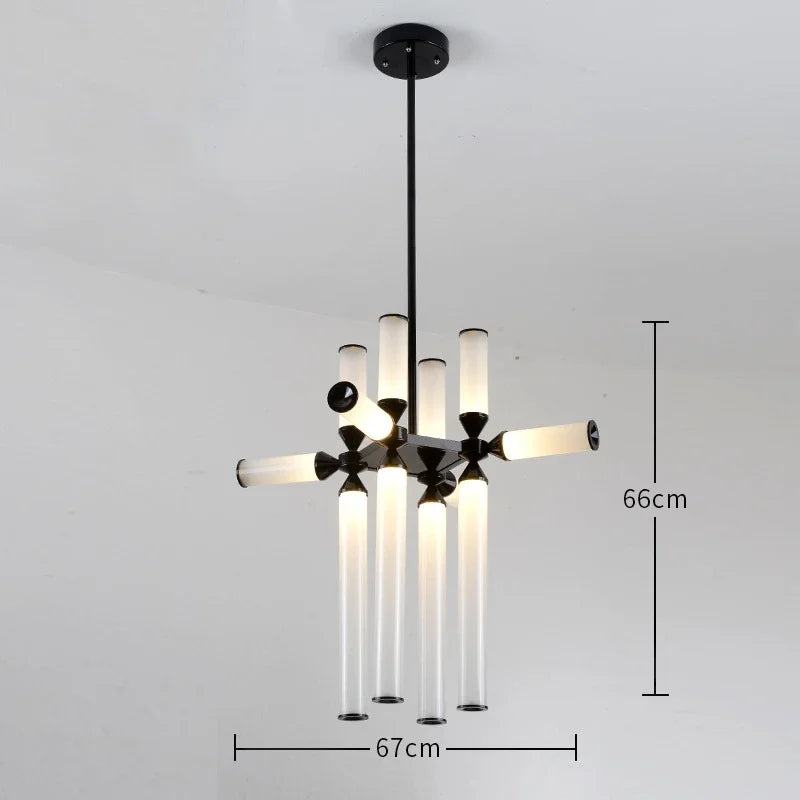 Designer Glass Tube Pendant Lamp Modern Living Room Chandelier For Bedroom Bedside Cafe Home Decor Led Dining Room Hanging Light