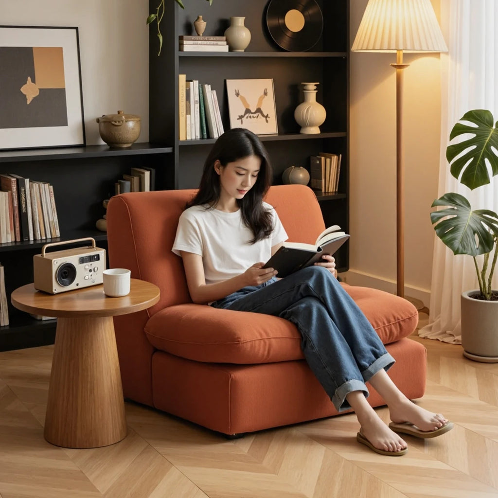 Fauteuil individuel relax pour salon et chambre, meuble tendance et confortable, fauteuil inclinable réglable en tissu doux