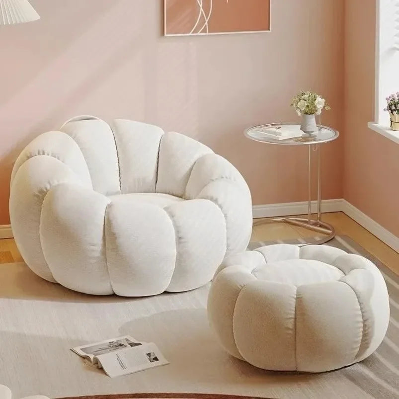 Canapé citrouille relax, fauteuil individuel de style nordique, garnissage en microbilles, doux et confortable, ensemble de canapé pour la maison, le salon, le balcon et la chambre