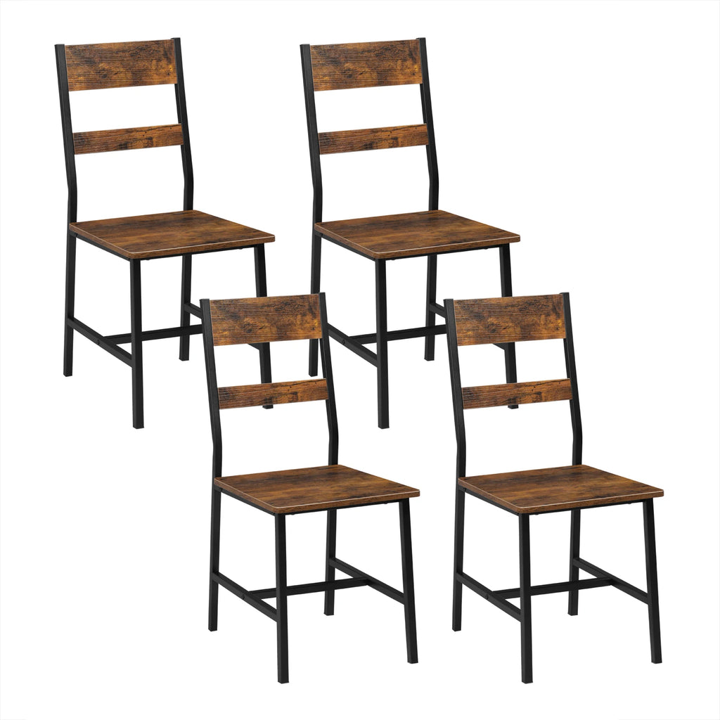 Lot de 2/4 chaises de salle à manger industrielles en bois, dossier haut ergonomique, pieds en métal robustes (150 kg), faciles à nettoyer, polyvalentes pour restaurant et cuisine