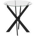 Table à manger ronde pour 4 personnes avec plateau en verre trempé de 8 mm et pieds en acier noir (Ø 70 x 75 cm)