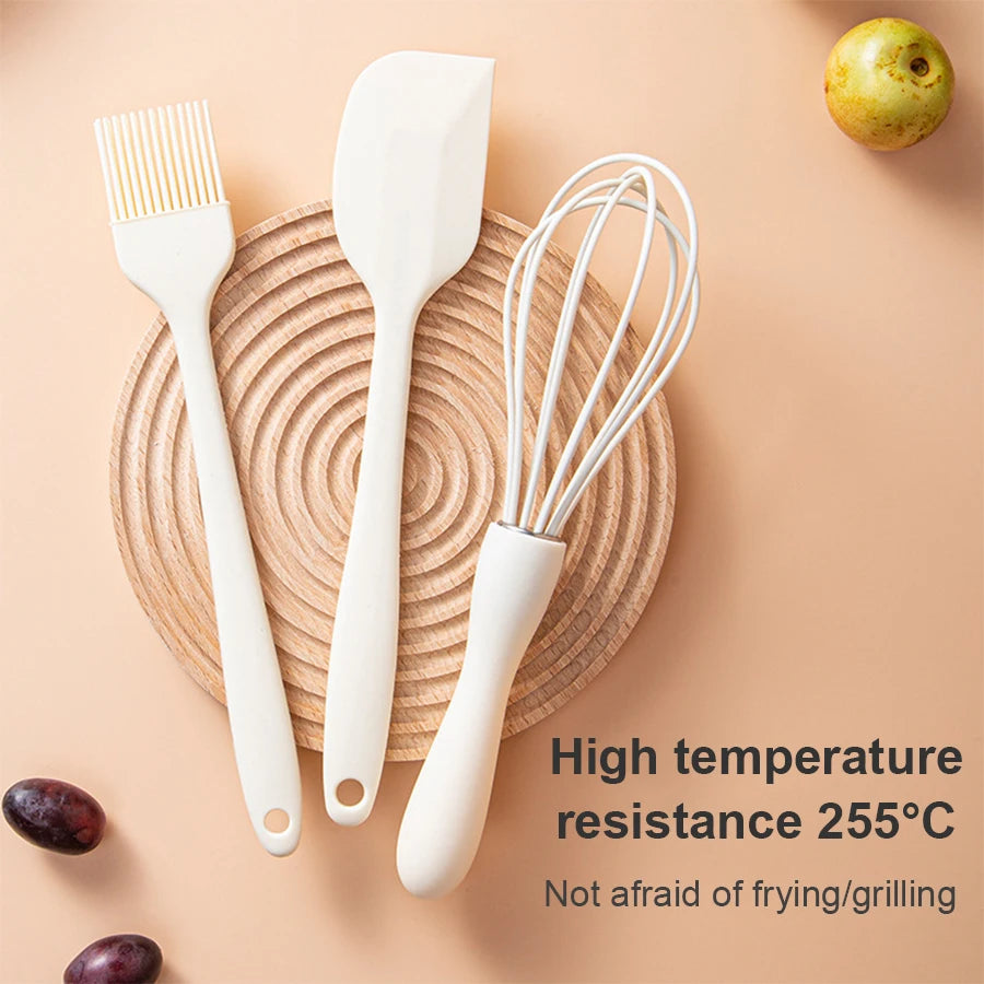 Ensemble de pâtisserie en silicone - Spatule et raclette pour crème à gâteau, fouet à œufs, pinceau à huile pour barbecue - Gadgets et ustensiles de cuisine