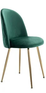 Lot de 6 fauteuils de salle à manger rembourrés en velours vert, chaises de cuisine modernes avec pieds en métal doré, capacité de charge jusqu'à 120 kg, pour salle à manger, cuisine et salon