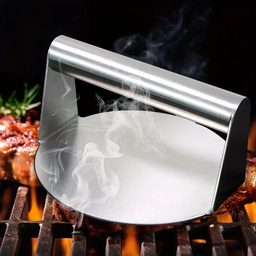 Presse à Smash Burger professionnelle en acier inoxydable - Écraseur à steak haché anti-adhésif et robuste - Presse à viande pour barbecue, plancha et cuisson en cuisine