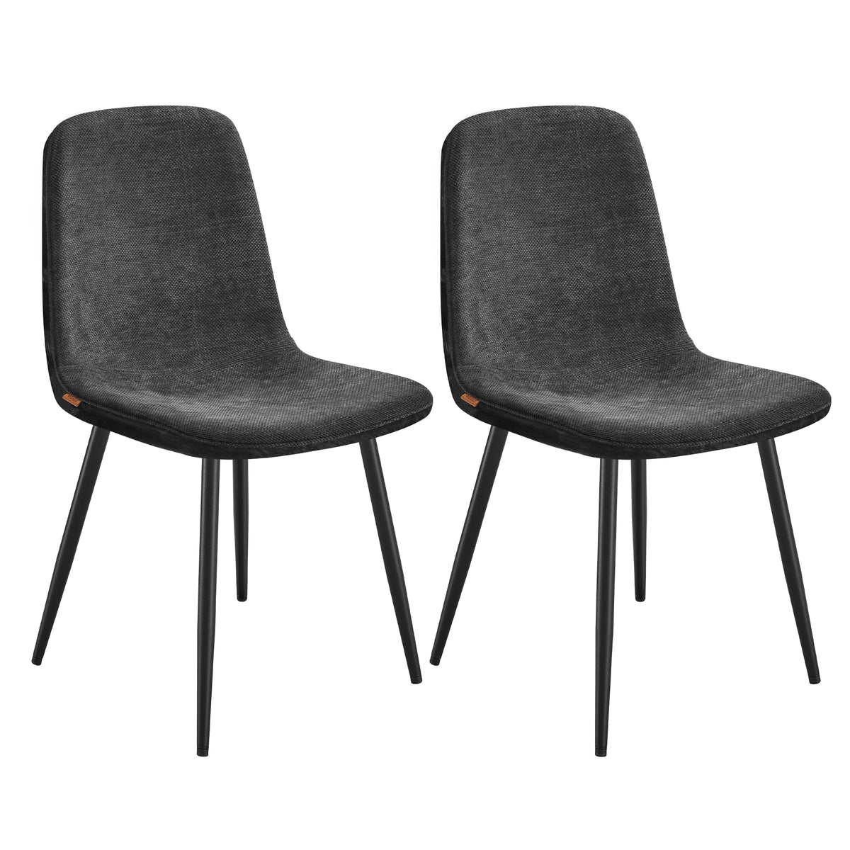 VASAGLE Dining Room Chairs, Set of 2, Metal Support, Adjustable Legs, Easy Clean, Chenille Fabric, Textured PU