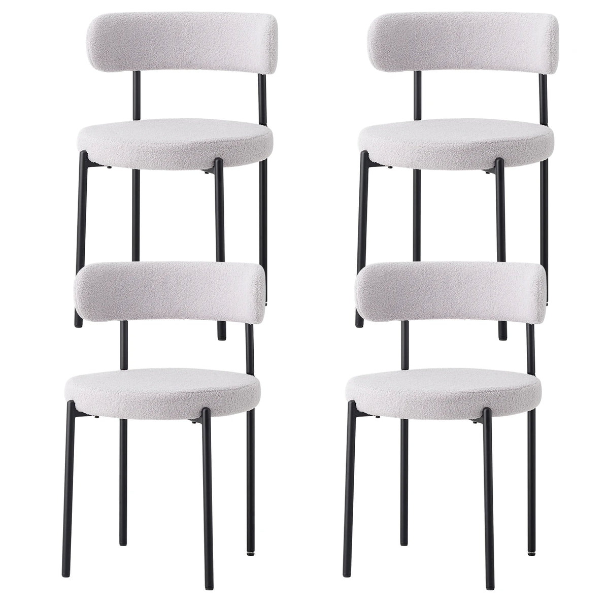Chaises de salle à manger EGOONM style scandinave (lot de 2/4/6), chaises de cuisine rembourrées avec velours bouclette (effet teddy), pour maison, bureau et salle à manger