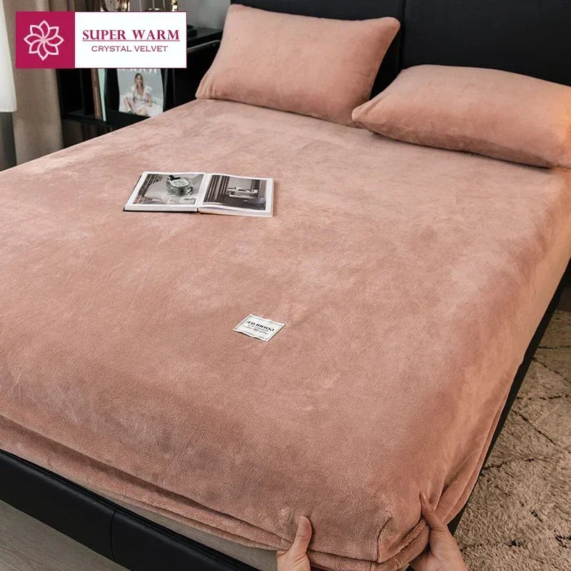 Drap-housse et housse de matelas moelleuse en polaire corail