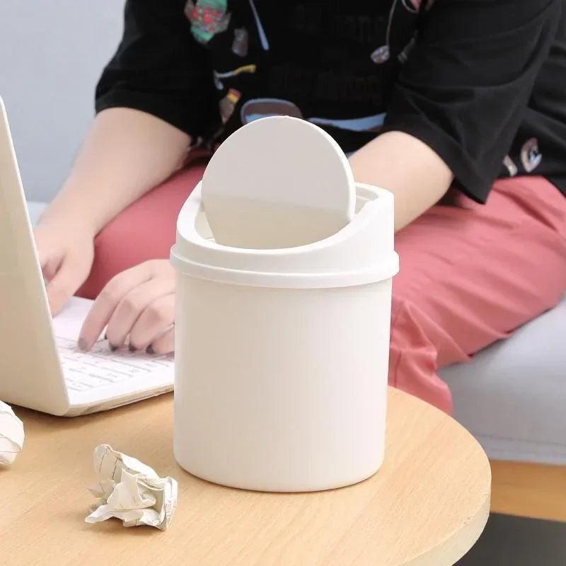 Mini poubelle de bureau avec couvercle, petite poubelle de table pour chambre, bac à ordures pour espace de travail propre, boîte de rangement pour bureau à domicile