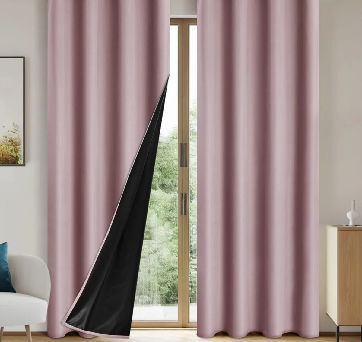 1 panneau de rideau occultant 100% avec isolation thermique et séparation de pièce, avec doublure thermique pour salon, salle à manger, chambre – protège l'intimité