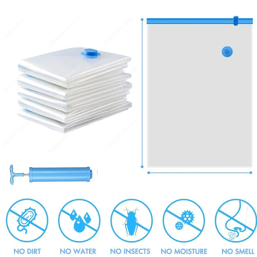 1-24Pcs Vacuum Storage Bags Vacuum Seal Bag Reusable Space Saving Bags Folding Compressed Organizer Bag For Clothes Bedding