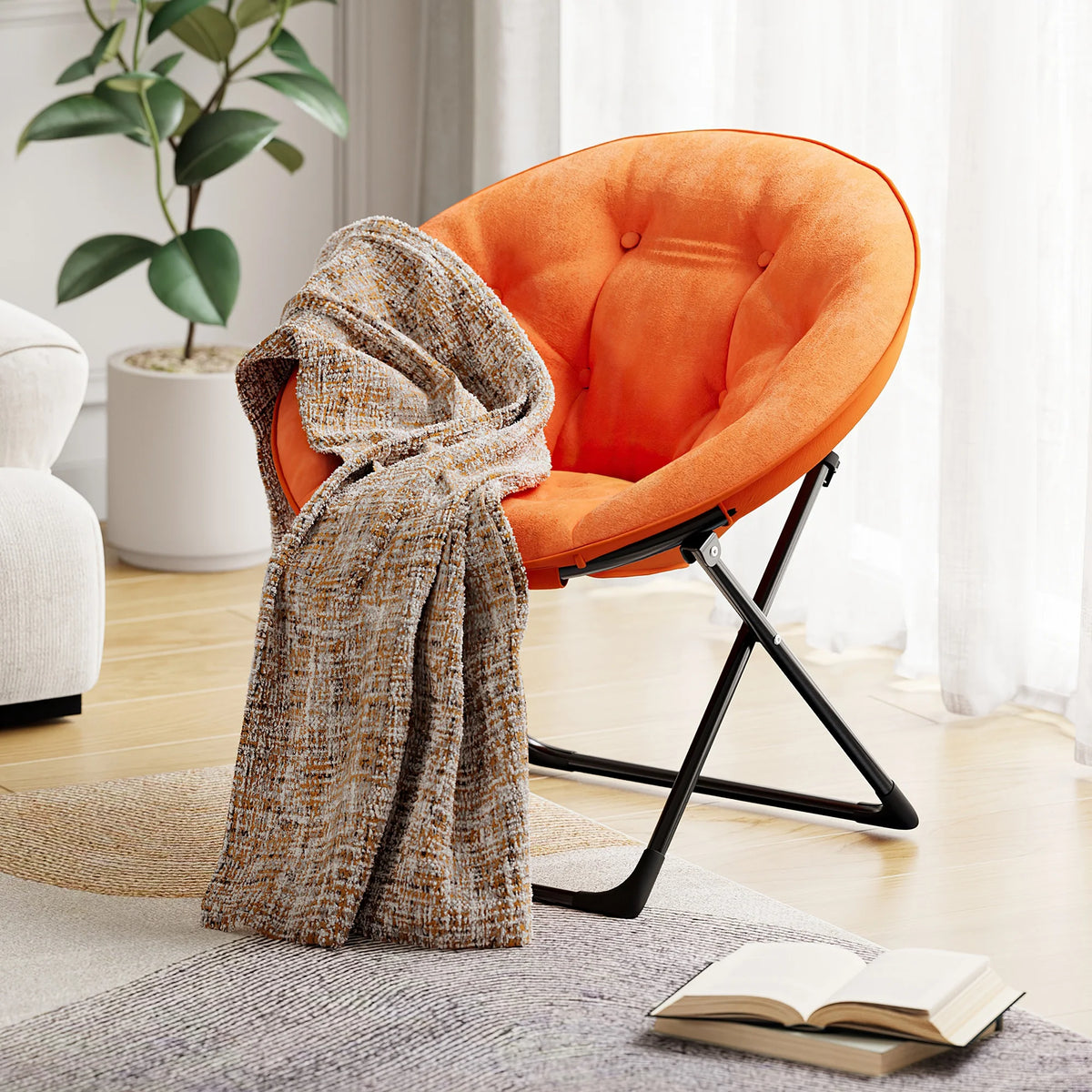 Fauteuil de détente XXL en tissu pelucheux, pliable