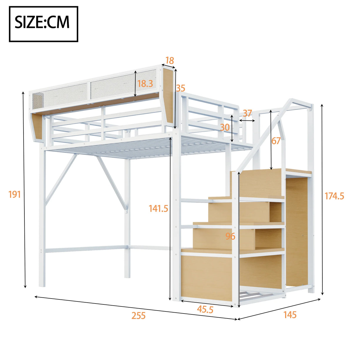 Lit Mezzanine 140x200 cm en Métal