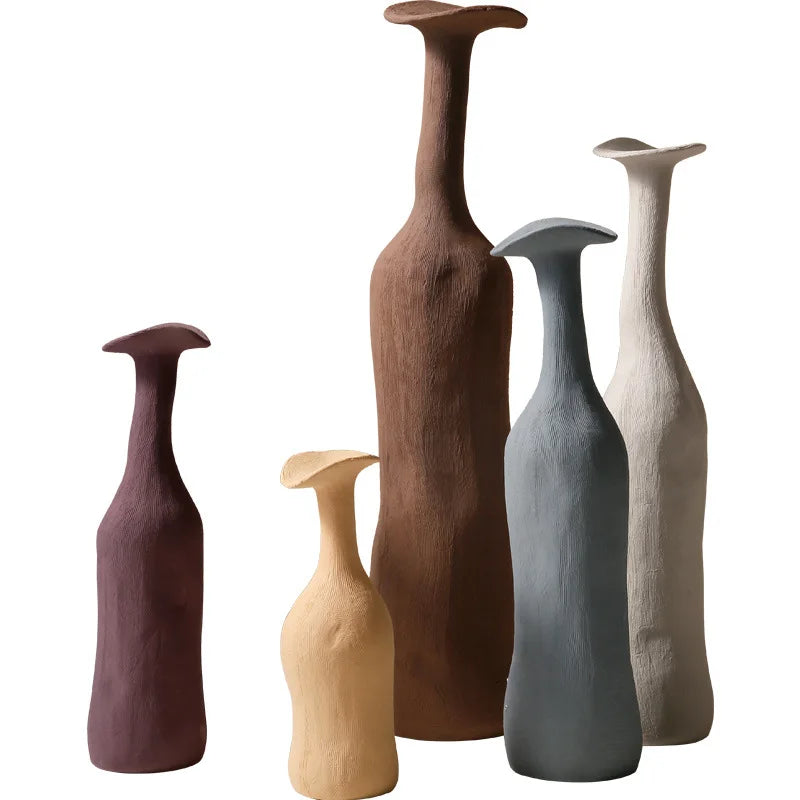 Wabi-Sabi-Style Scenery: Dezhen High-End Ceramic Vase for Home Flower Arrangements,Decorative Piece,and Living Room Ornament