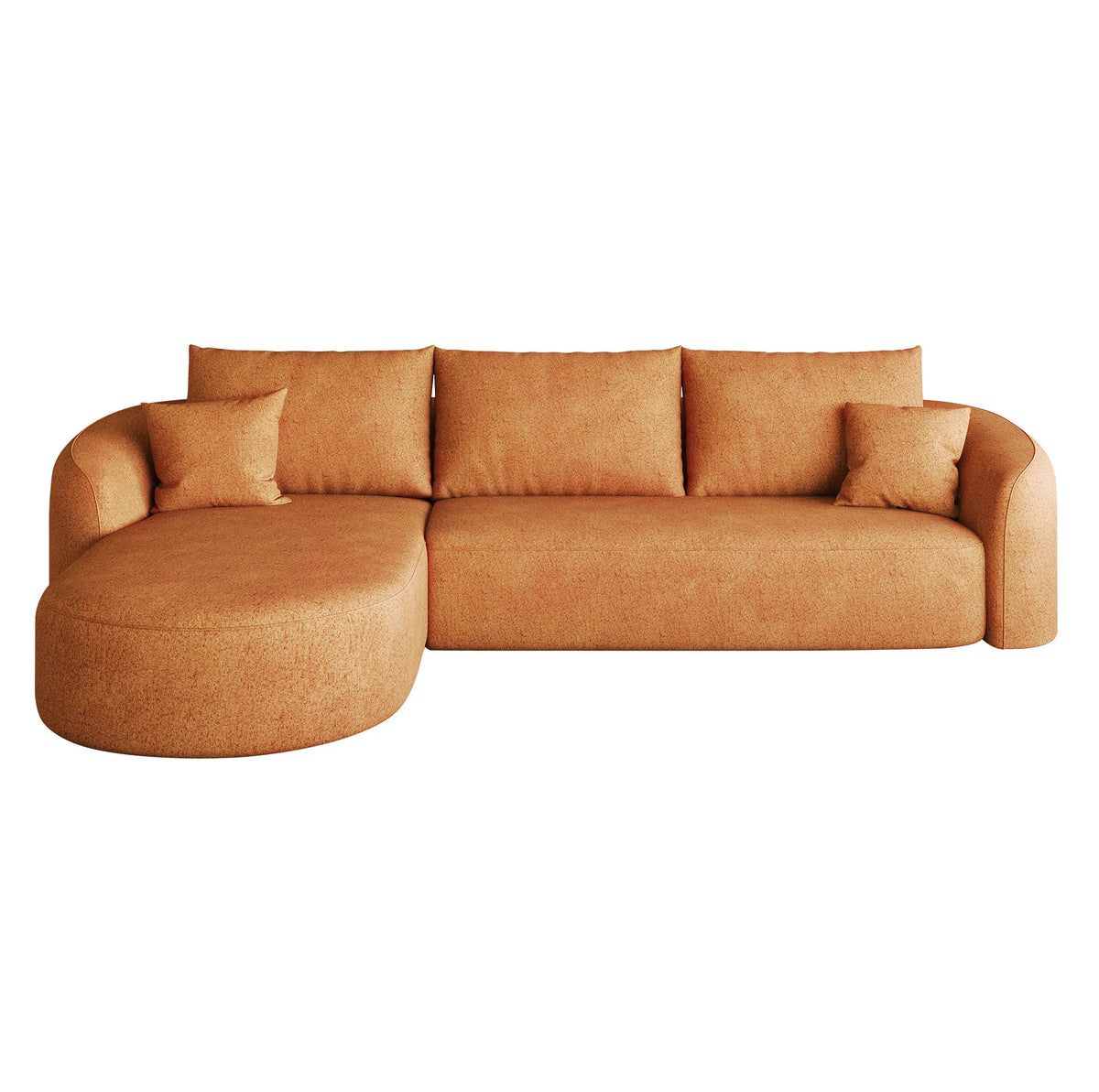 Canapé d'angle en L orange de 266 cm avec mousse haute résilience et tissu Chenille pour salon