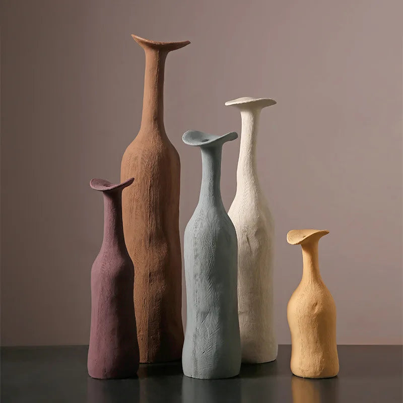 Wabi-Sabi-Style Scenery: Dezhen High-End Ceramic Vase for Home Flower Arrangements,Decorative Piece,and Living Room Ornament