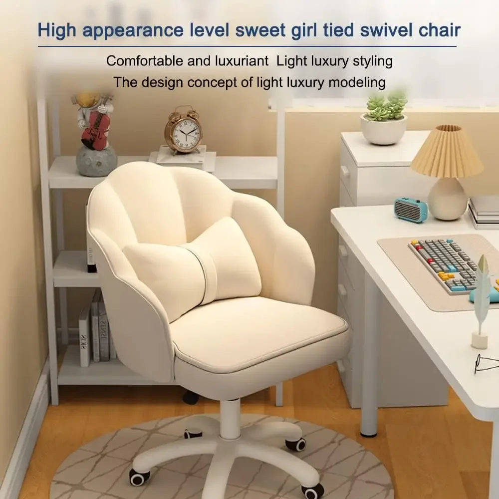 Chaise de bureau et de coiffeuse élégante en forme de pétale / papillon, fauteuil moderne en tissu, hauteur réglable pour bureau ou ordinateur