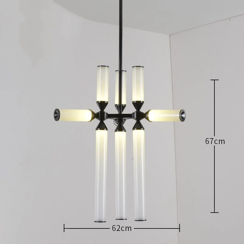 Designer Glass Tube Pendant Lamp Modern Living Room Chandelier For Bedroom Bedside Cafe Home Decor Led Dining Room Hanging Light