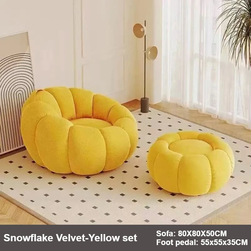 Canapé citrouille relax, fauteuil individuel de style nordique, garnissage en microbilles, doux et confortable, ensemble de canapé pour la maison, le salon, le balcon et la chambre